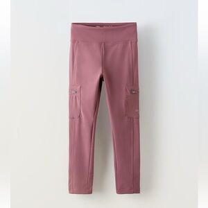 NWT Zara 10Y leggings with zipper pockets pink/mauve